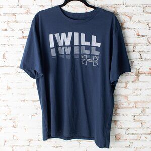 Under Armour Men's XL Heatgear Loose Fit "I Will" Blue Short Sleeve T-Shirt